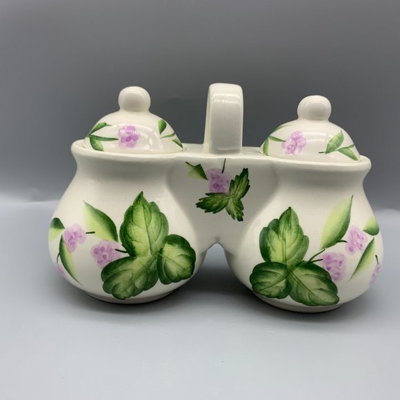 Designpac Inc. Double Jam/ Jelly/ Honey/ Sugar Holder with Handle & Lids - Picture 1 of 10